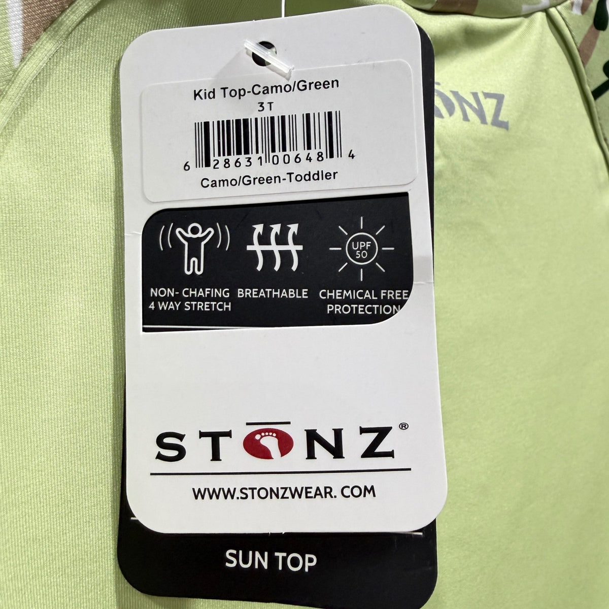Stonz Sun Shirt Rash Guard Kids 3T Green Camo UPF 50 Outdoor Gorpcore NWT6