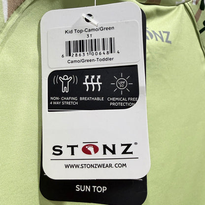 Stonz Sun Shirt Rash Guard Kids 3T Green Camo UPF 50 Outdoor Gorpcore NWT6