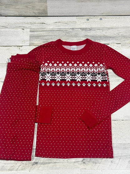 Hanna Andersson Pajamas Kids Size 14 Red Fair Isle Snowflake Cotton Set EUC1