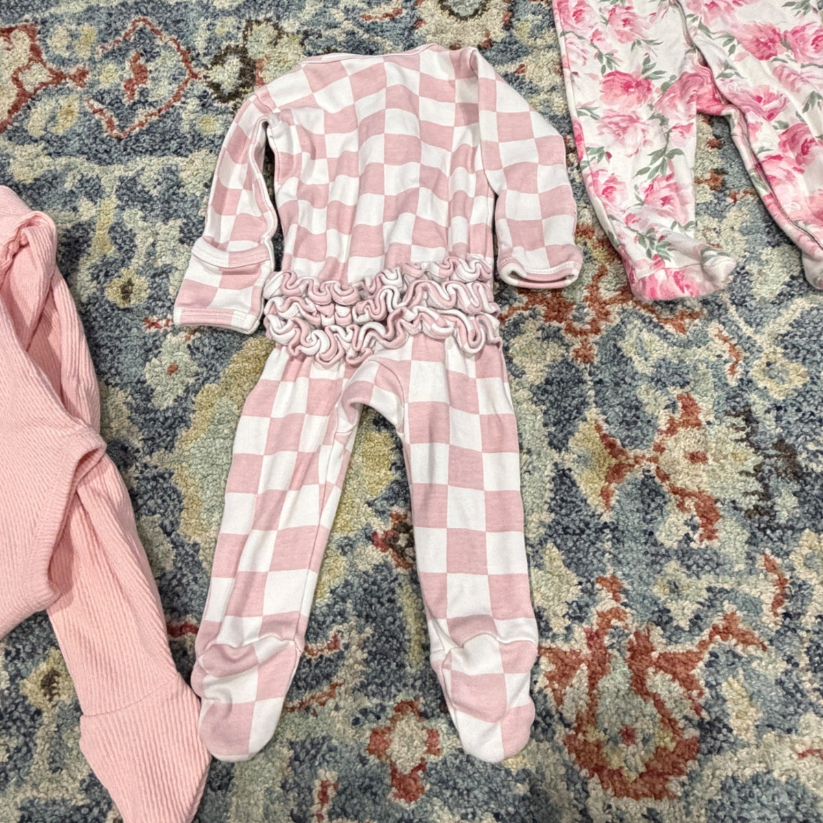 SIIX Cotton On Baby Organic Cotton Bundle Girls 0-3M Pink Floral Check EUC5