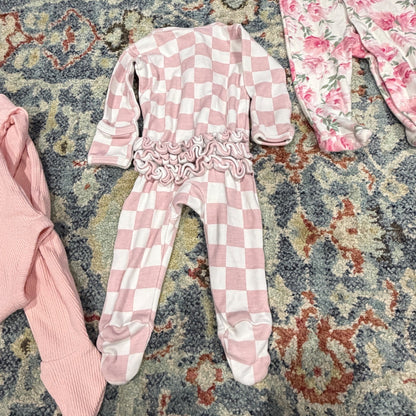 SIIX Cotton On Baby Organic Cotton Bundle Girls 0-3M Pink Floral Check EUC5