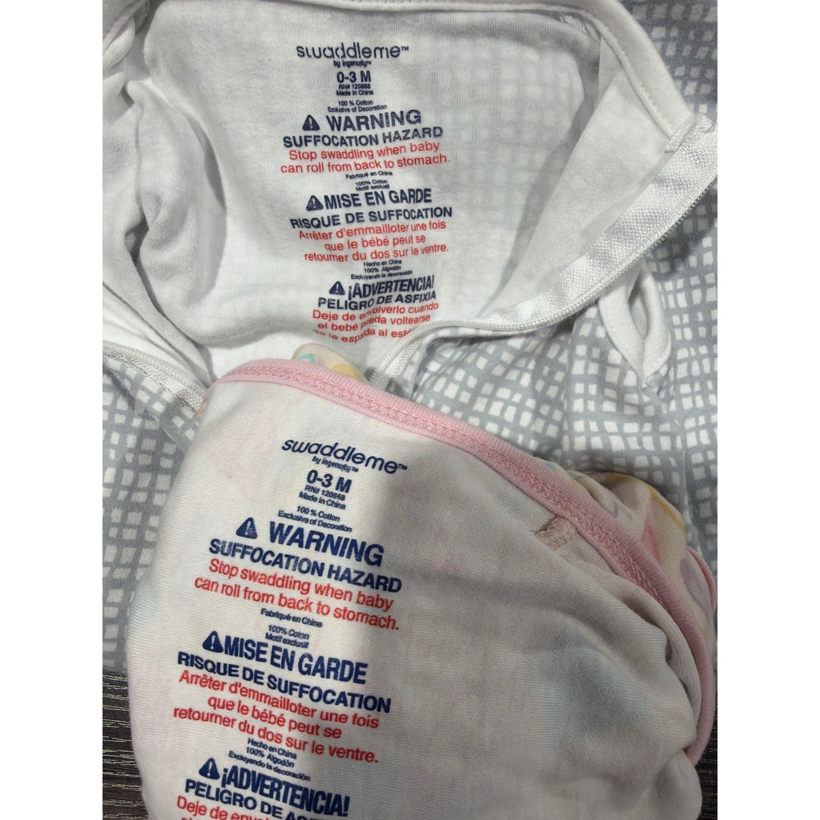 SwaddleMe Sleep Sack Swaddle Bundle Baby Girl 0-3M Pink Grey Hearts Grid4