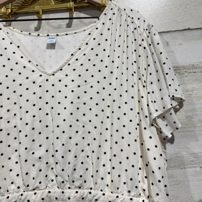 Old Navy Polka Dot Fit & Flare Dress Women XXL White Rayon Retro Flawed*2