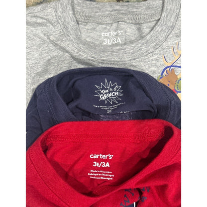 Carter's Grinch Holiday Shirt Bundle Boys 3T Red Gray Navy Christmas4