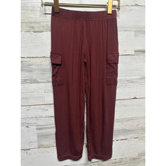 Kickee Pants Cargo Pants Boys 5 Eagle Maroon Bamboo Viscose Stretch NWT0