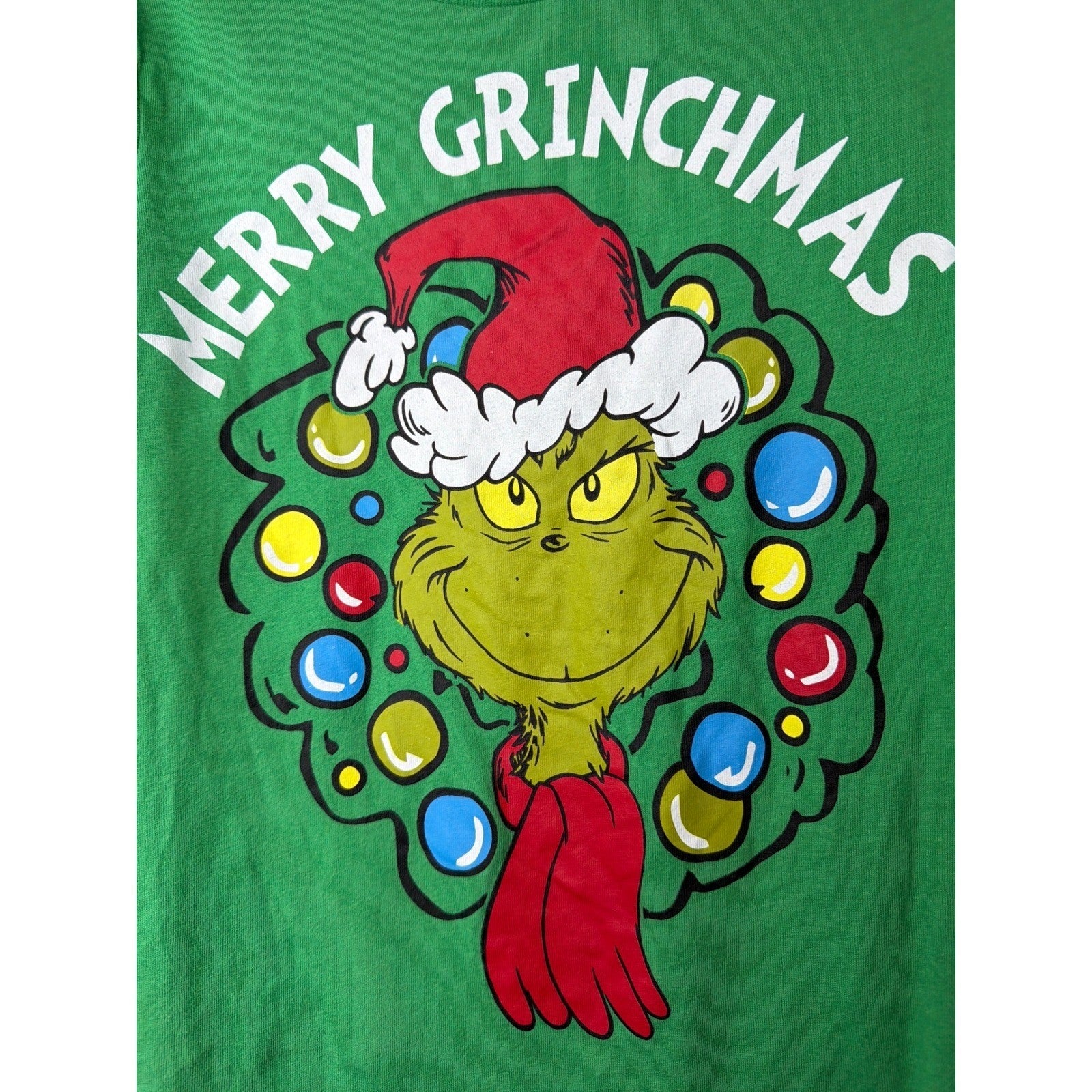 Dr Seuss Grinch T-Shirt Kids Size M 8 Green Merry Grinchmas Holiday EUC1