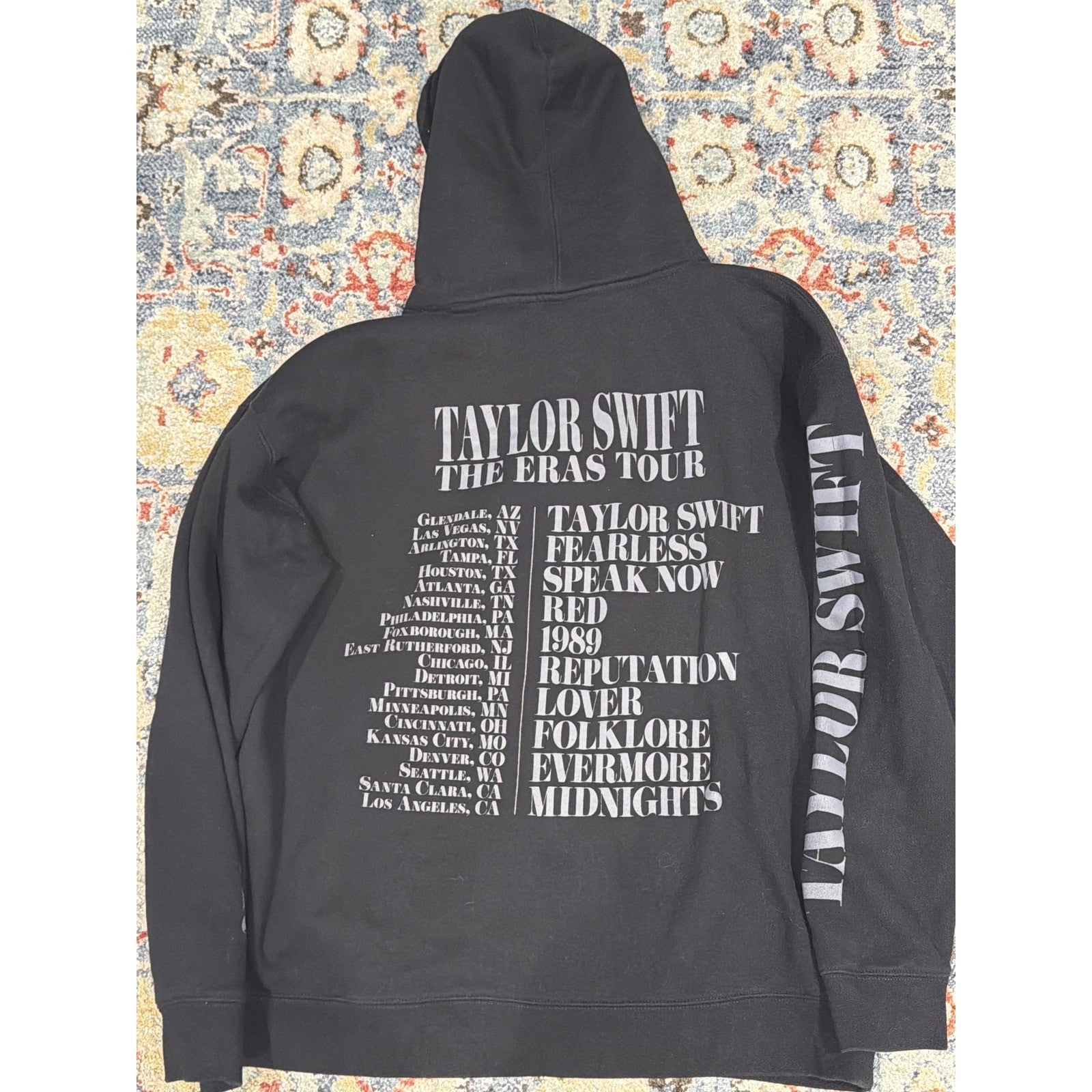 Taylor Swift Eras Tour Hoodie Women XL Black Official Merch Houston EUC7