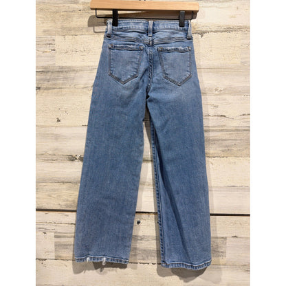 Flying Monkey Wide Leg Jeans Girls 7 Blue Mid Rise Adjustable Waist Skater EUC2