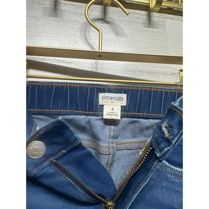 Crewcuts Skinny Jeans Girls 8 Blue Distressed Raw Hem EUC2
