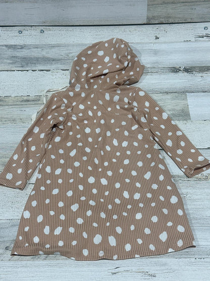 Perfect Peach Hoodie Dress Girls 4T Tan Polka Dot Ribbed Knit EUC2