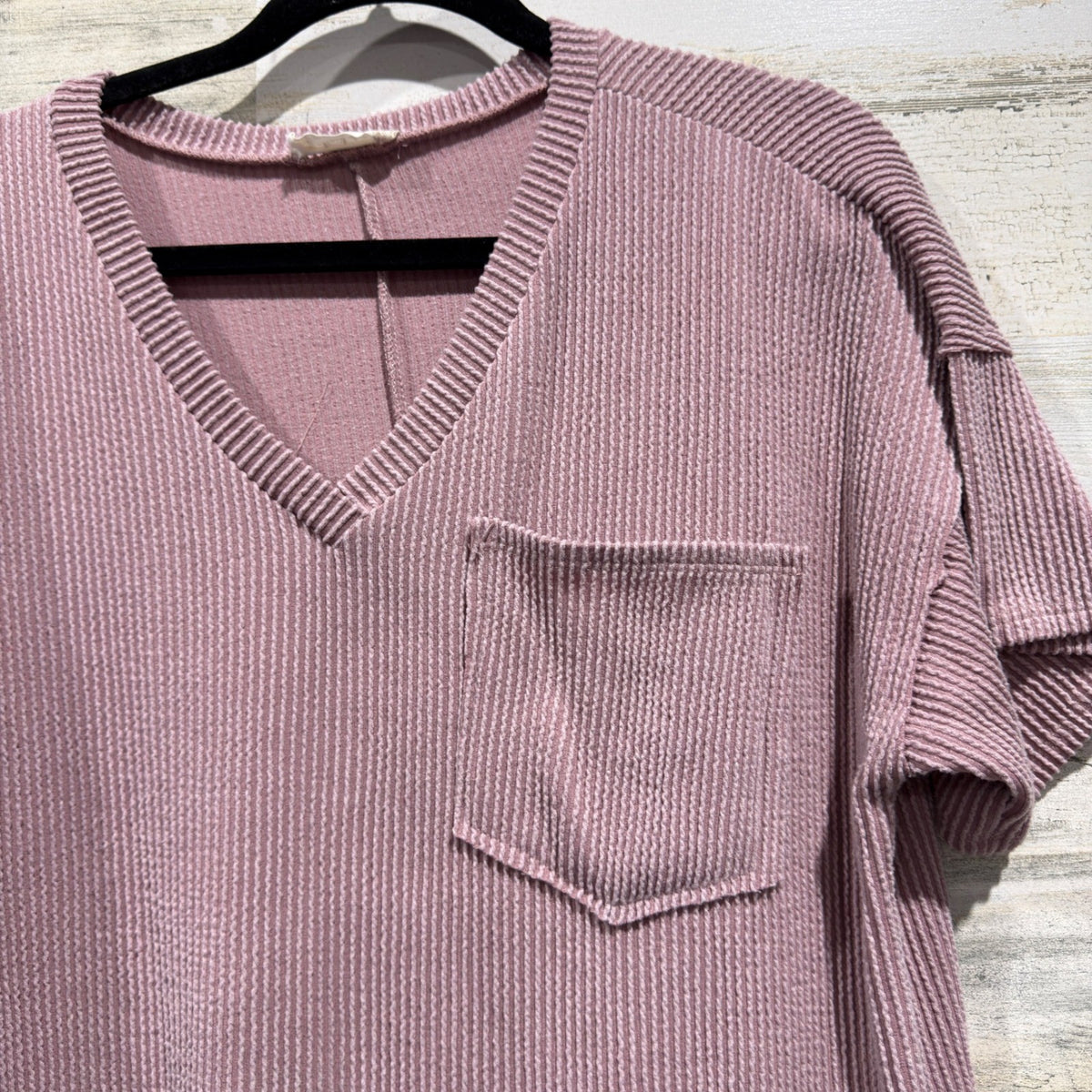 Altar'd State V-Neck Top Women S Mauve Waffle Knit Pocket Casual2