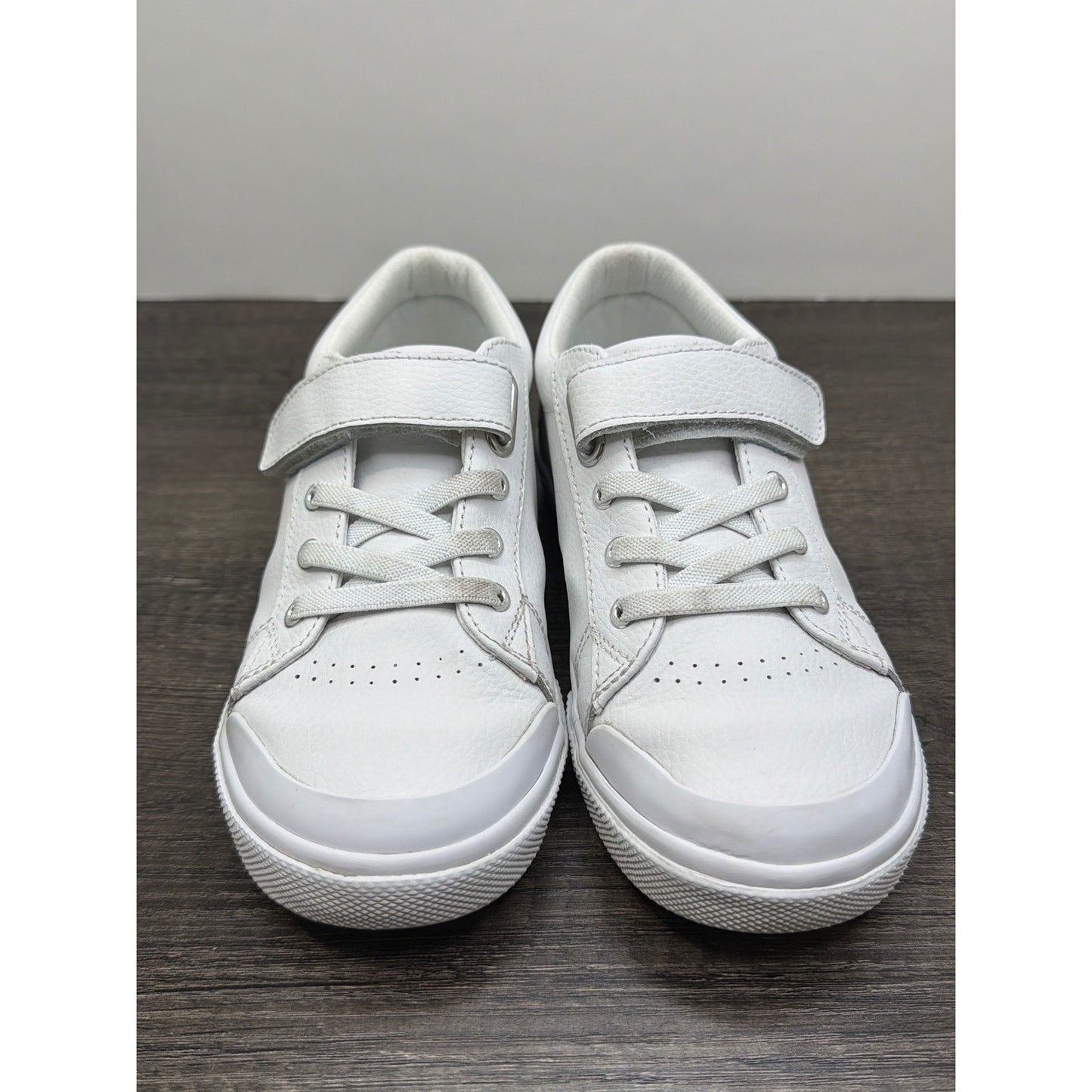Footmates Leather Sneakers Youth 13 White Hook Loop Classic Preppy1