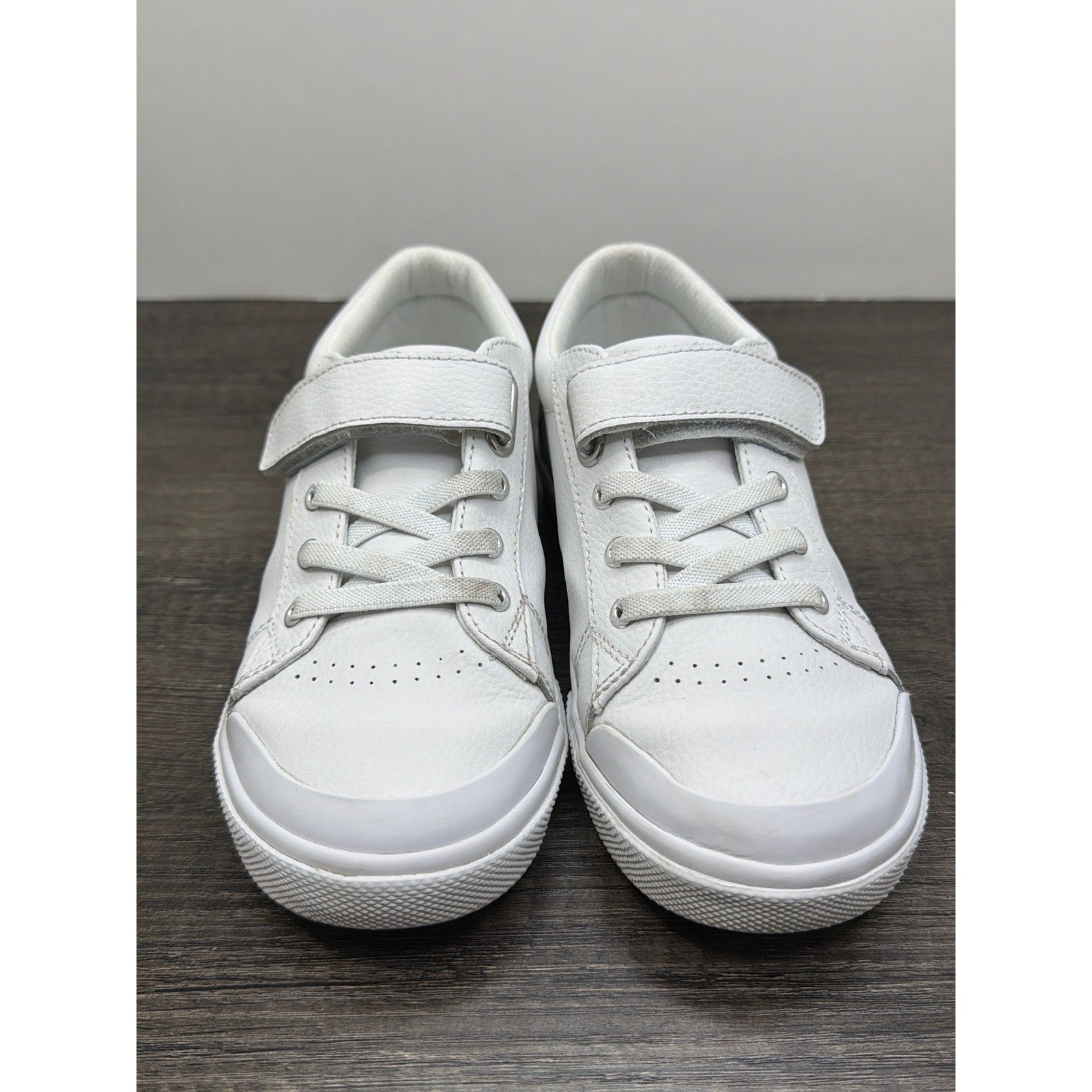 Footmates Leather Sneakers Youth 13 White Hook Loop Classic Preppy1