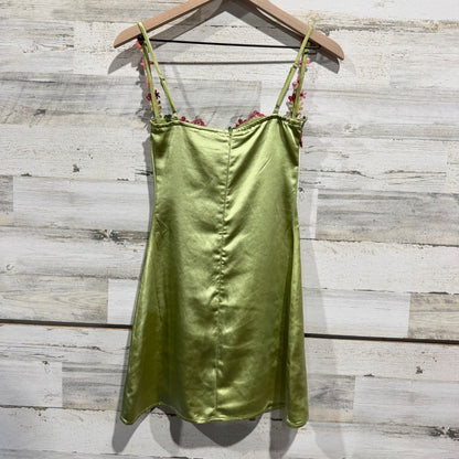 Princess Polly Mini Dress Womens 2 Green Floral Embroidery Satin Fairycore3