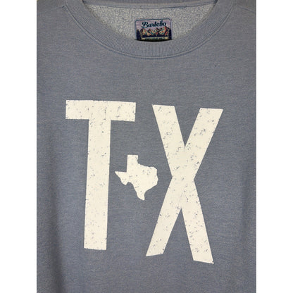 Burlebo Sweatshirt Women Large Blue Distressed Texas TX Graphic Flawed*1