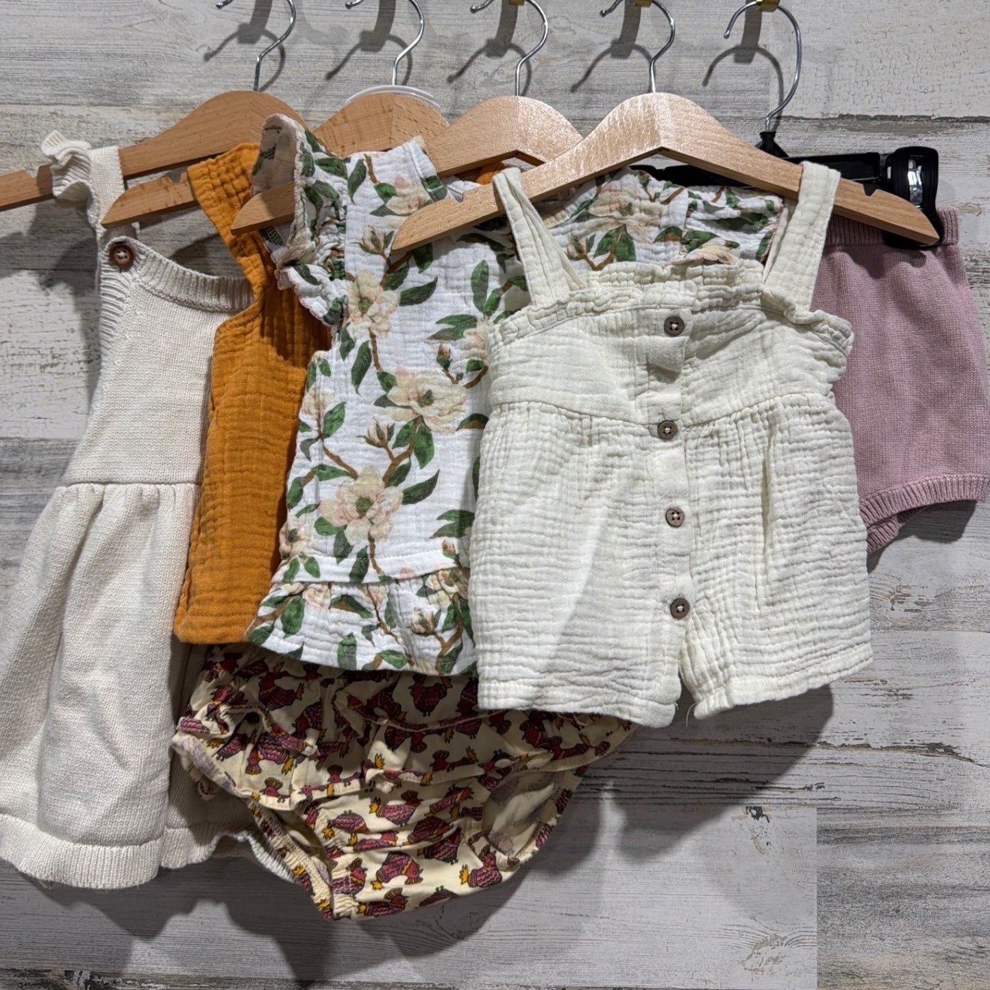 Tea Mud Pie Carter's Bundle Baby Girls 12M  Floral Gauze Boho Earth Neutral0