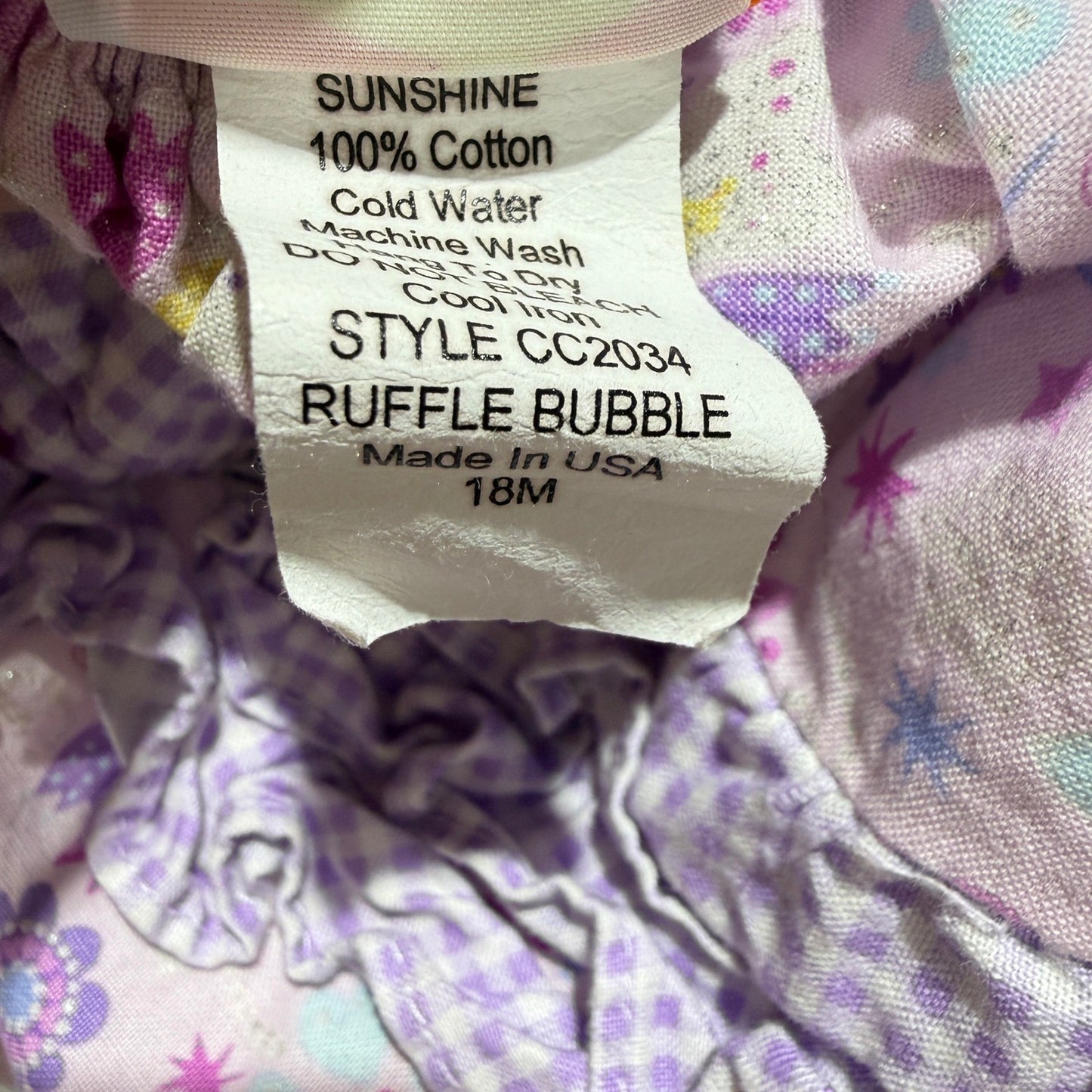 Southern Sunshine Kids Ruffle Bubble Girls 18M Pink Fairy Sparkle Boutique EUC4