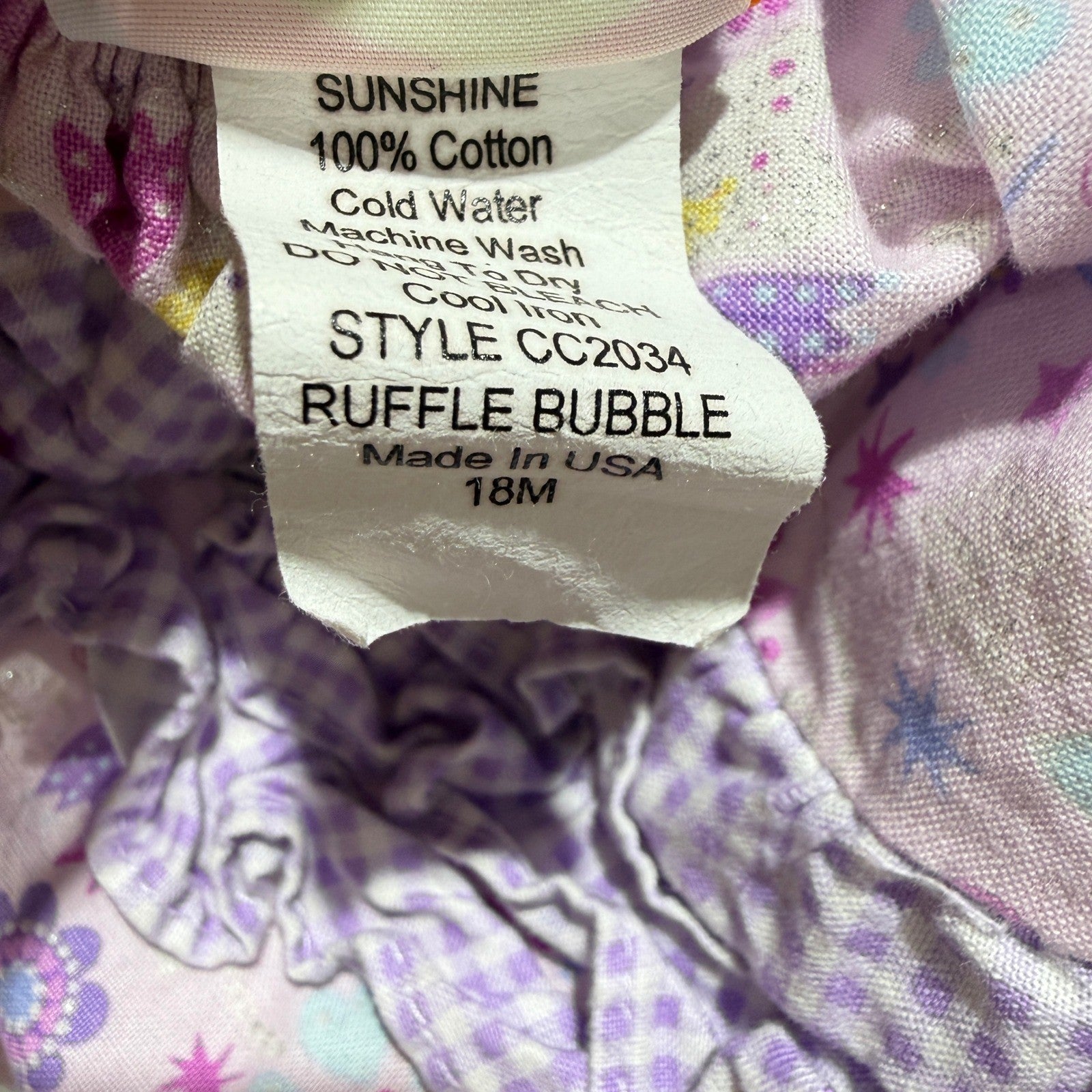 Southern Sunshine Kids Ruffle Bubble Girls 18M Pink Fairy Sparkle Boutique EUC4