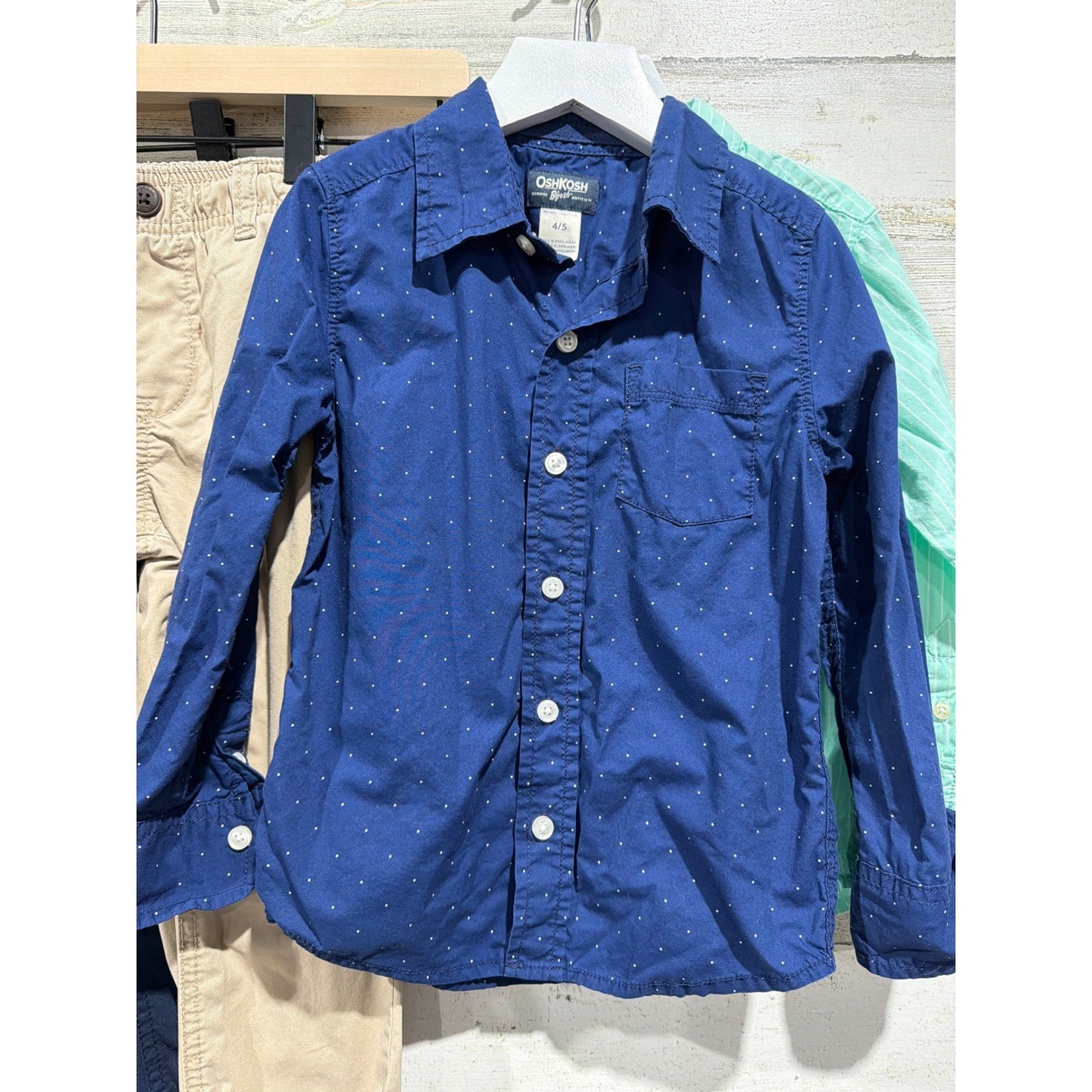 Carter's Oshkosh Dress Up Bundle Boys 4T Blue Khaki Button Down Chino Preppy EUC3