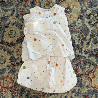 HALO SleepSack Swaddle Boys NB 0-3M White Space Planet Print Celestial GUC*0