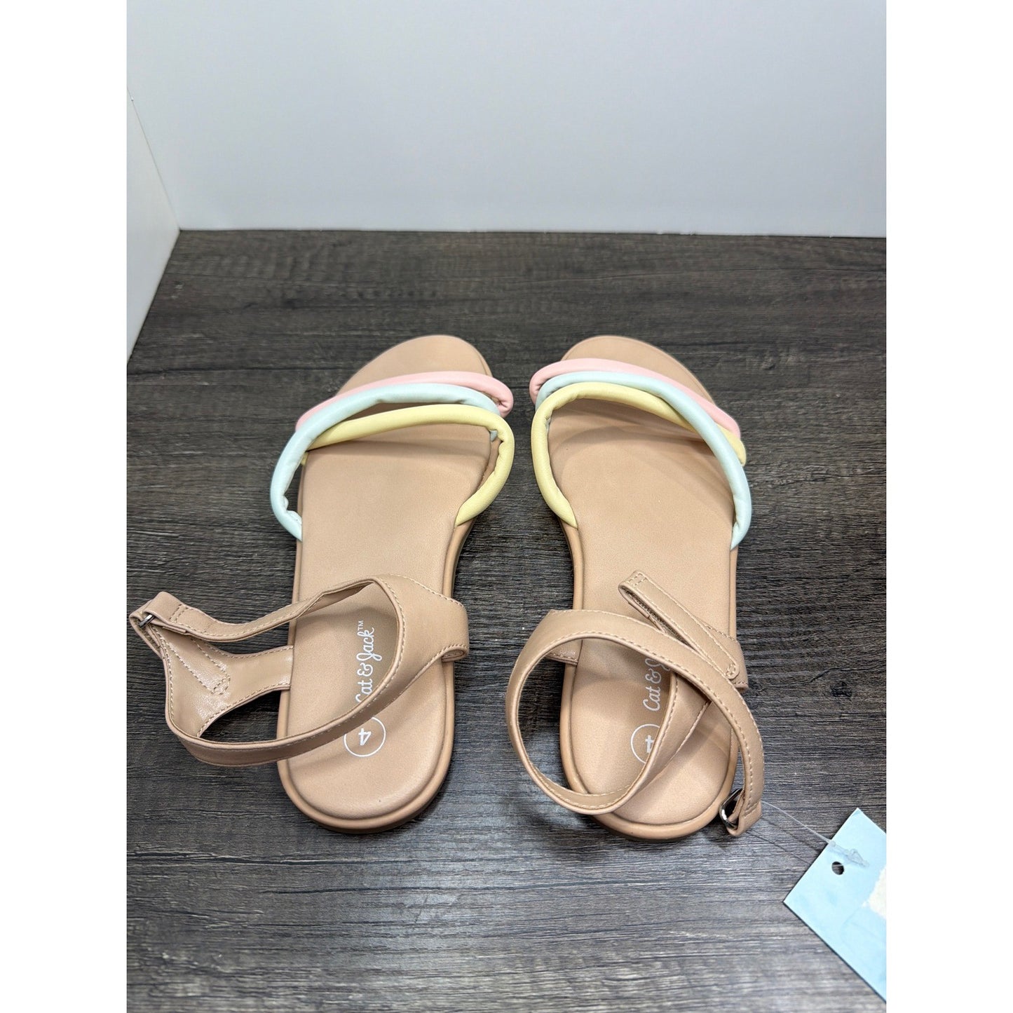 Cat & Jack Anja Sandals Girls 4 Multicolor Pastel Strappy Summer Kidcore NWT2