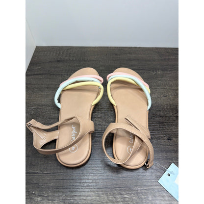 Cat & Jack Anja Sandals Girls 4 Multicolor Pastel Strappy Summer Kidcore NWT2
