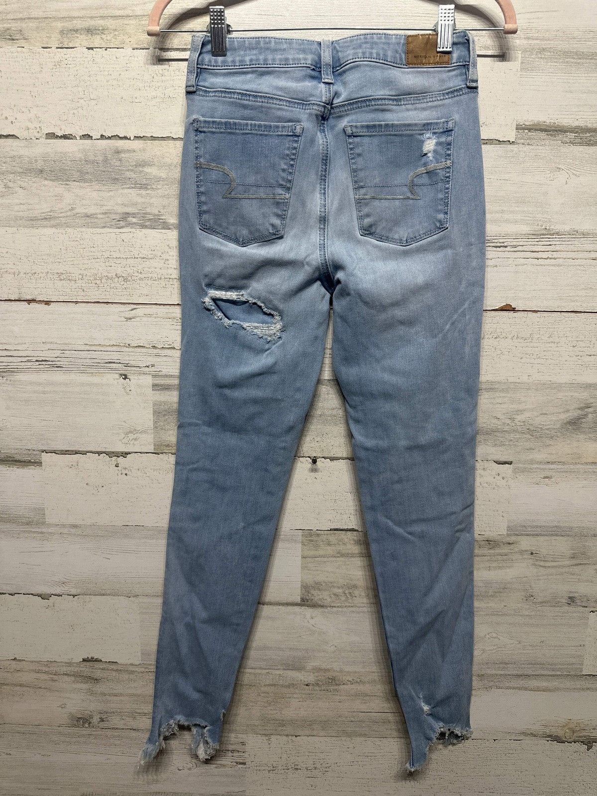 American Eagle Skinny Jeans Women 4 Light Blue Distressed Shredded3