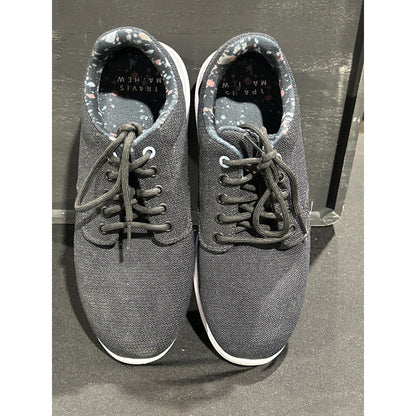 TravisMathew The Daily Sneakers Men 8 Black Mesh Paint Splatter GUC 1MAB4322