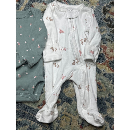 Preemie Girls Bundle Pink Green Floral EUC3