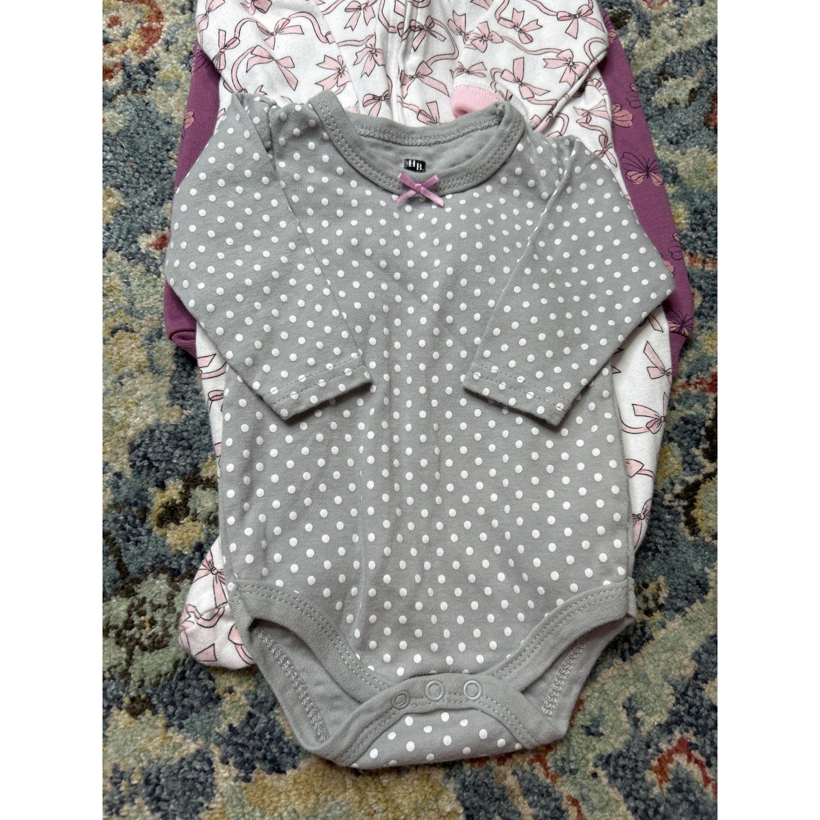 Girls 3-6M Pink Purple Bundle HB Carter's Cat & Jack Bodysuits Sleeper GUC4
