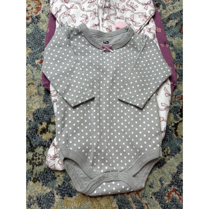 Girls 3-6M Pink Purple Bundle HB Carter's Cat & Jack Bodysuits Sleeper GUC4