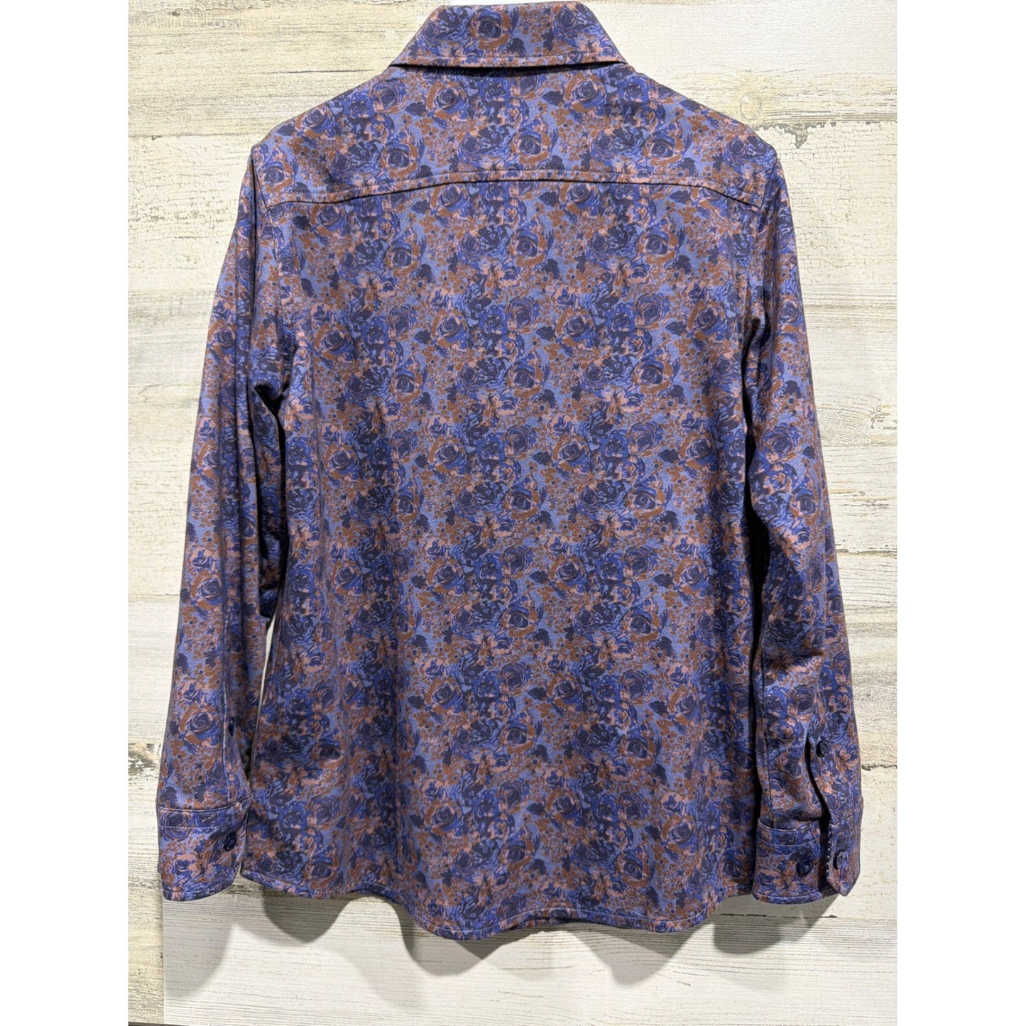 Johnston & Murphy Button Up Boys S 6-7 Purple Floral XC Flex Cotton EUC2