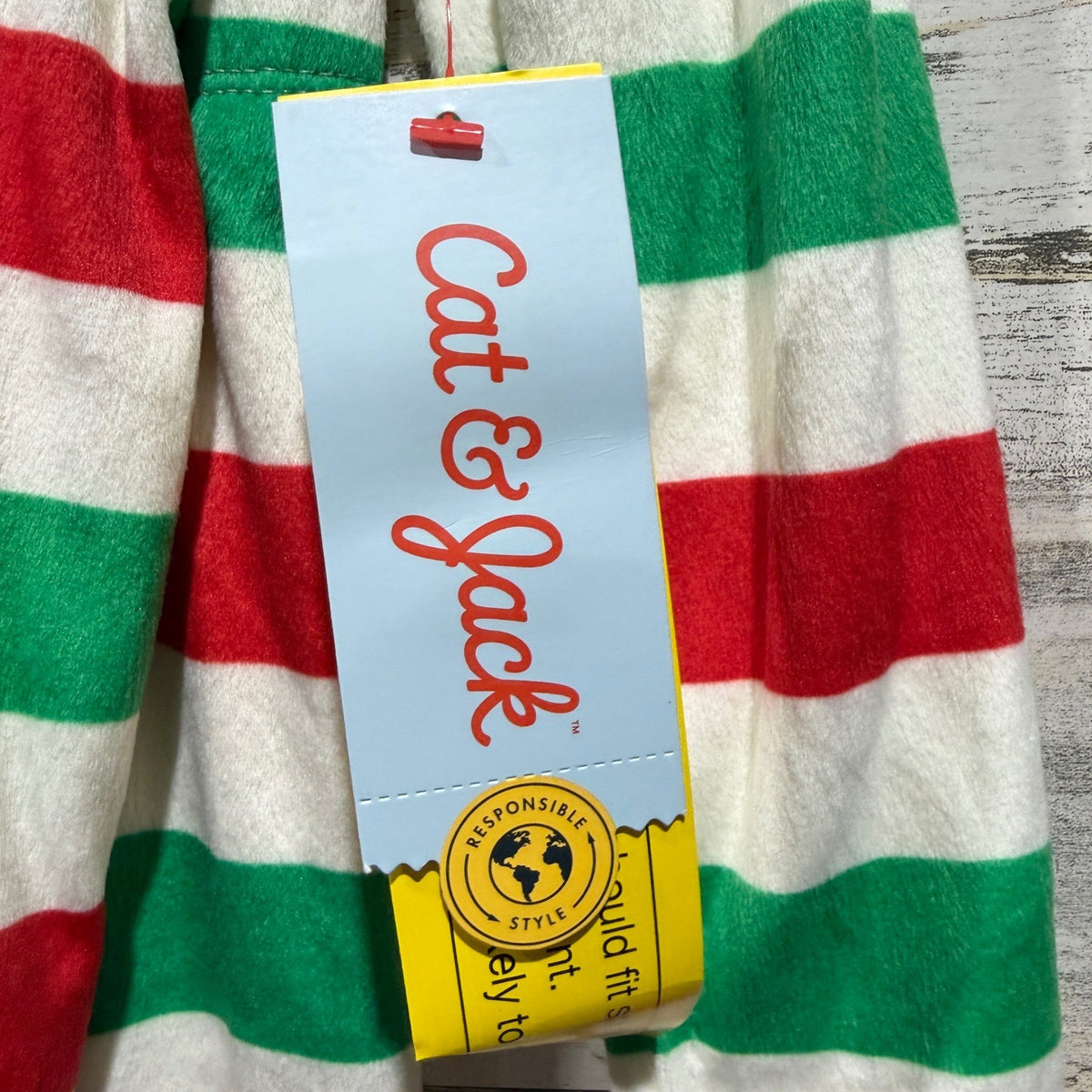 Cat & Jack Holiday Stripe Pajama Set Kids 10 Red Green Fleece Christmas NWT3