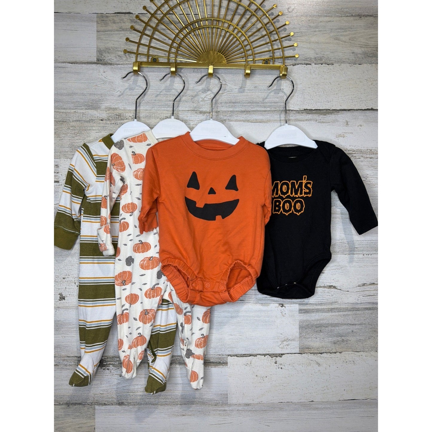 Halloween Fall Lot Boys 0/3M 3M Orange Black Pumpkin Boo0