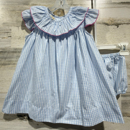 The Beaufort Bonnet Company Gingham Dress Set Girls 2T Blue Cotton Classic EUC0