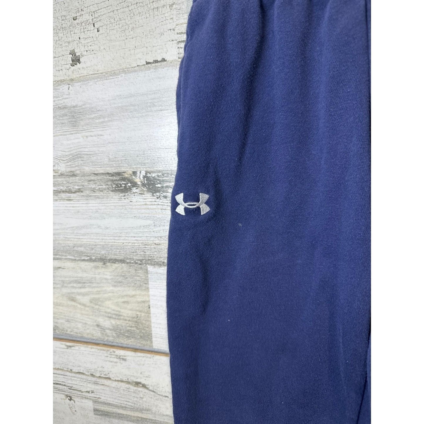 Under Armour Fleece Sweatpants Kids Size Youth Small Navy Blue Logo Joggers GUC1