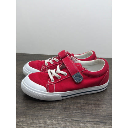 FootMates Canvas Sneakers Boys Size 1 Red Hook Loop Strap Classic1