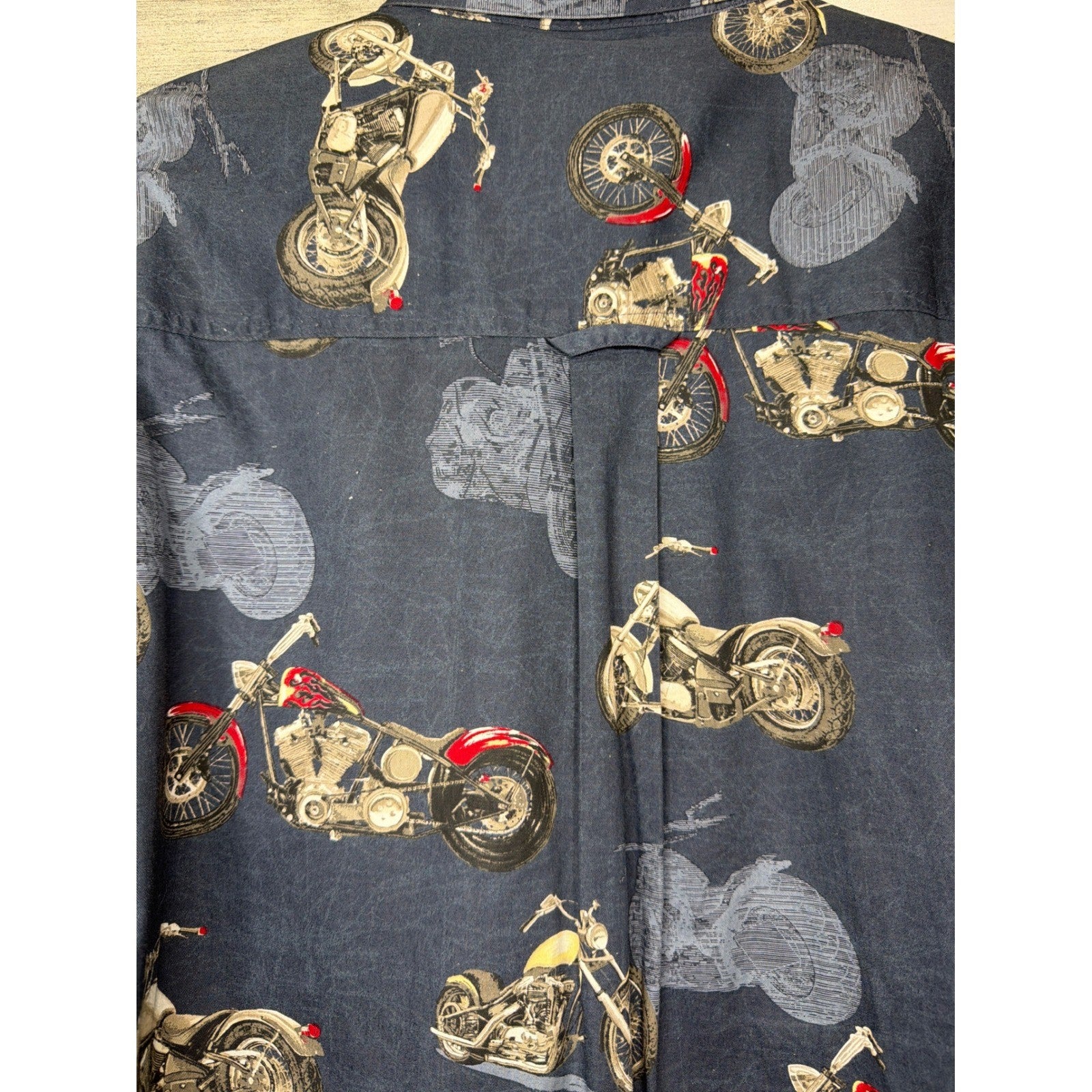 Clearwater Outfitters Button Down Shirt Men Large Blue Motorcycle Biker *Flawed6