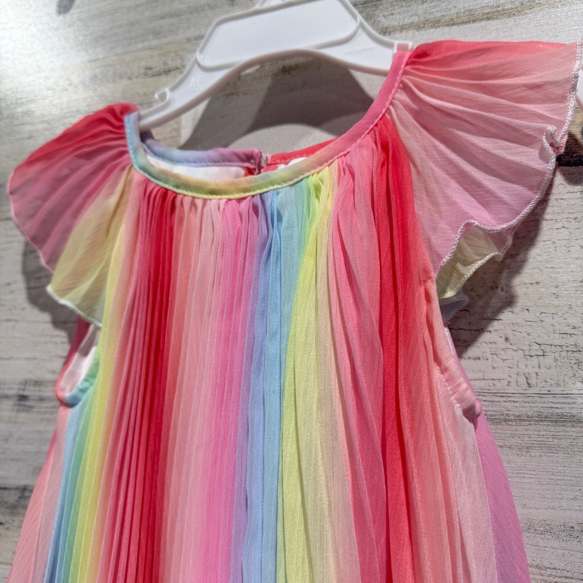 Rare Editions Pleated Rainbow Dress Girls 2T Multi Color Polyester Whimsical EUC1