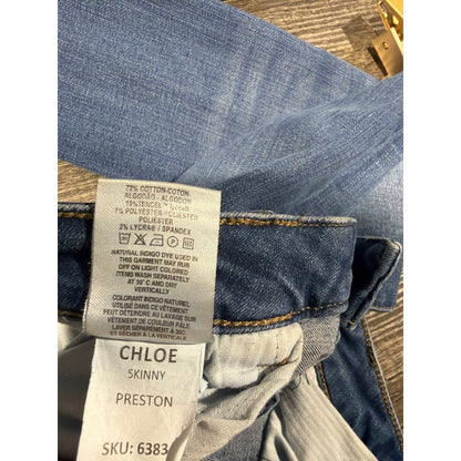 DL1961 Chloe Skinny Jeans Girls 12 Blue Distressed Raw Hem Denim EUC6