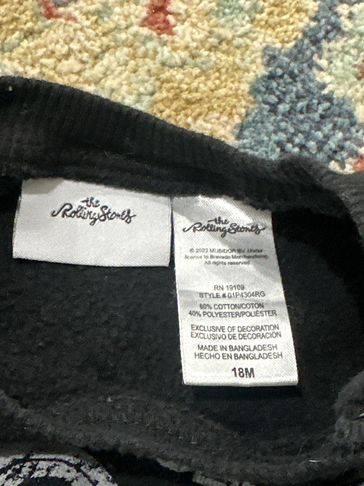 The Rolling Stones Sweatshirt Kids 18M Black US Tour 78 Graphic EUC1