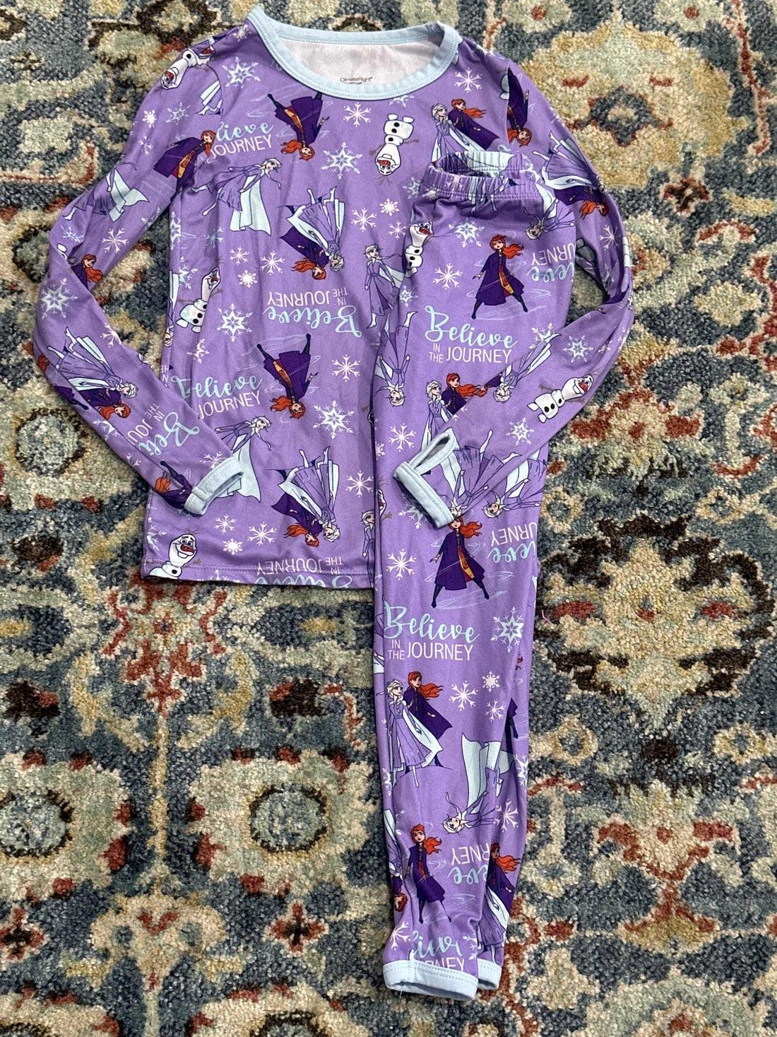 ClimateRight Pajama Set Girls XS Purple Frozen II Elsa Anna Olaf EUC0