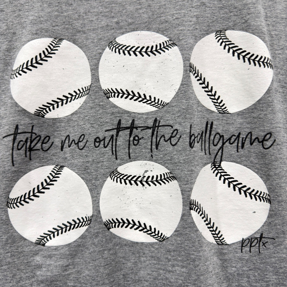 Jerzees Graphic Tee Women M Gray Baseball Take Me Out To The Ballgame GUC*1