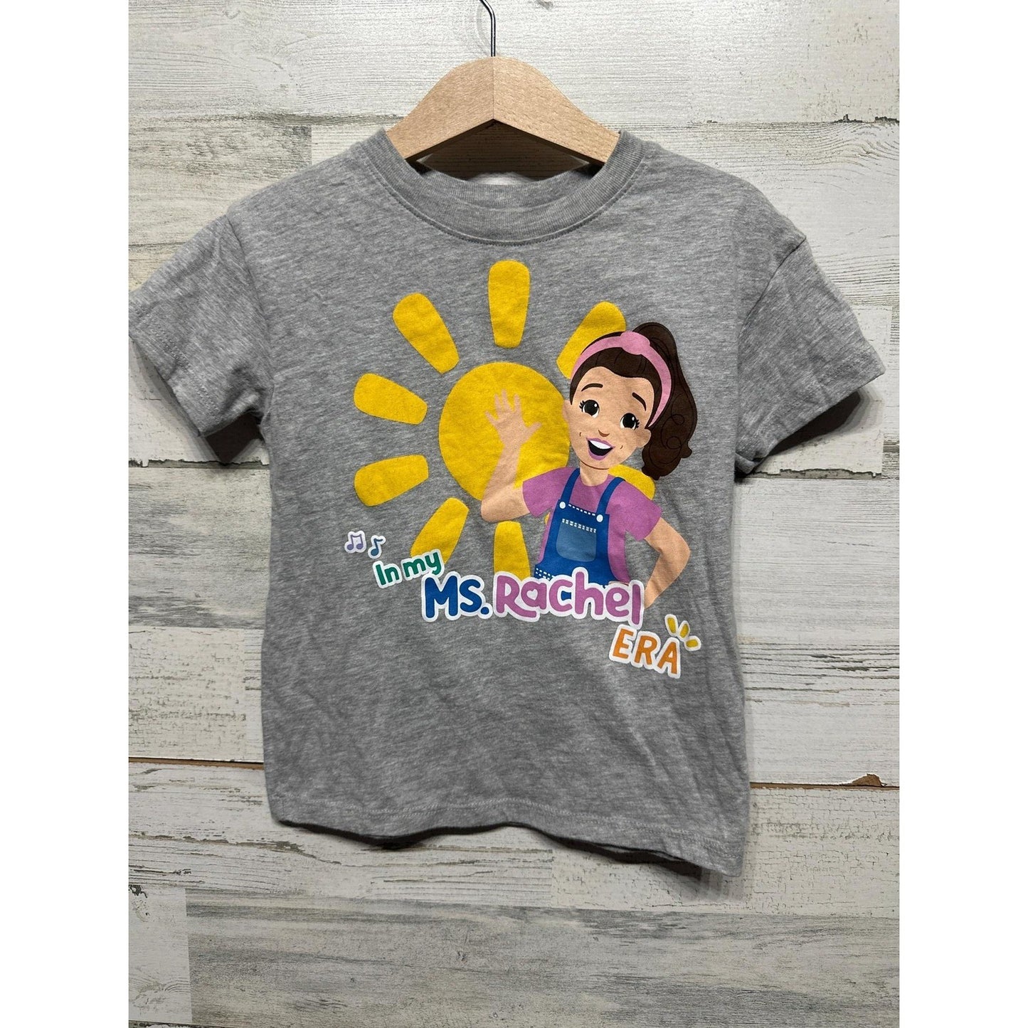 Ms. Rachel Graphic Tee Girls 5T Gray Short Sleeve EUC0
