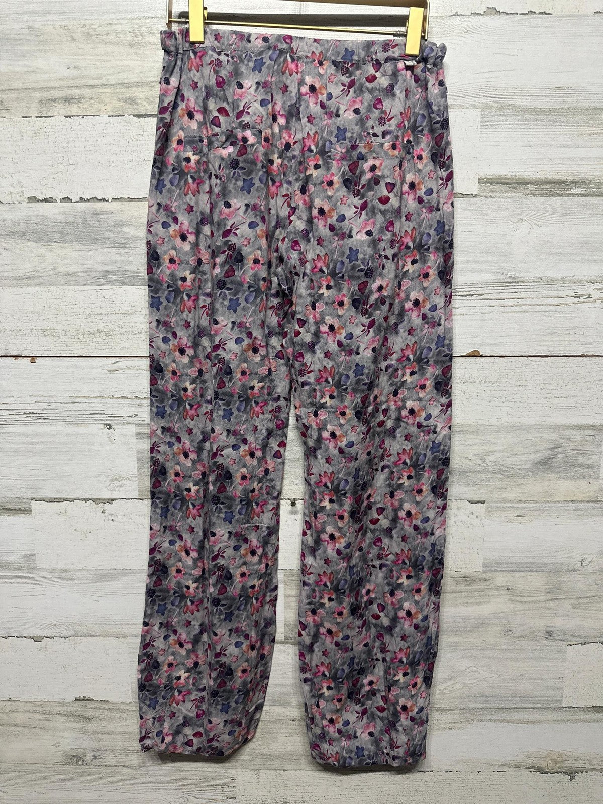 Wheat Trousers Girls 12 Grey Floral Ruffle Waist Viscose Pants NWT2