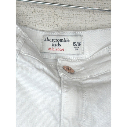 Abercrombie MIDI Shorts Girls 15/16 White Distressed Denim Summer GUC*1