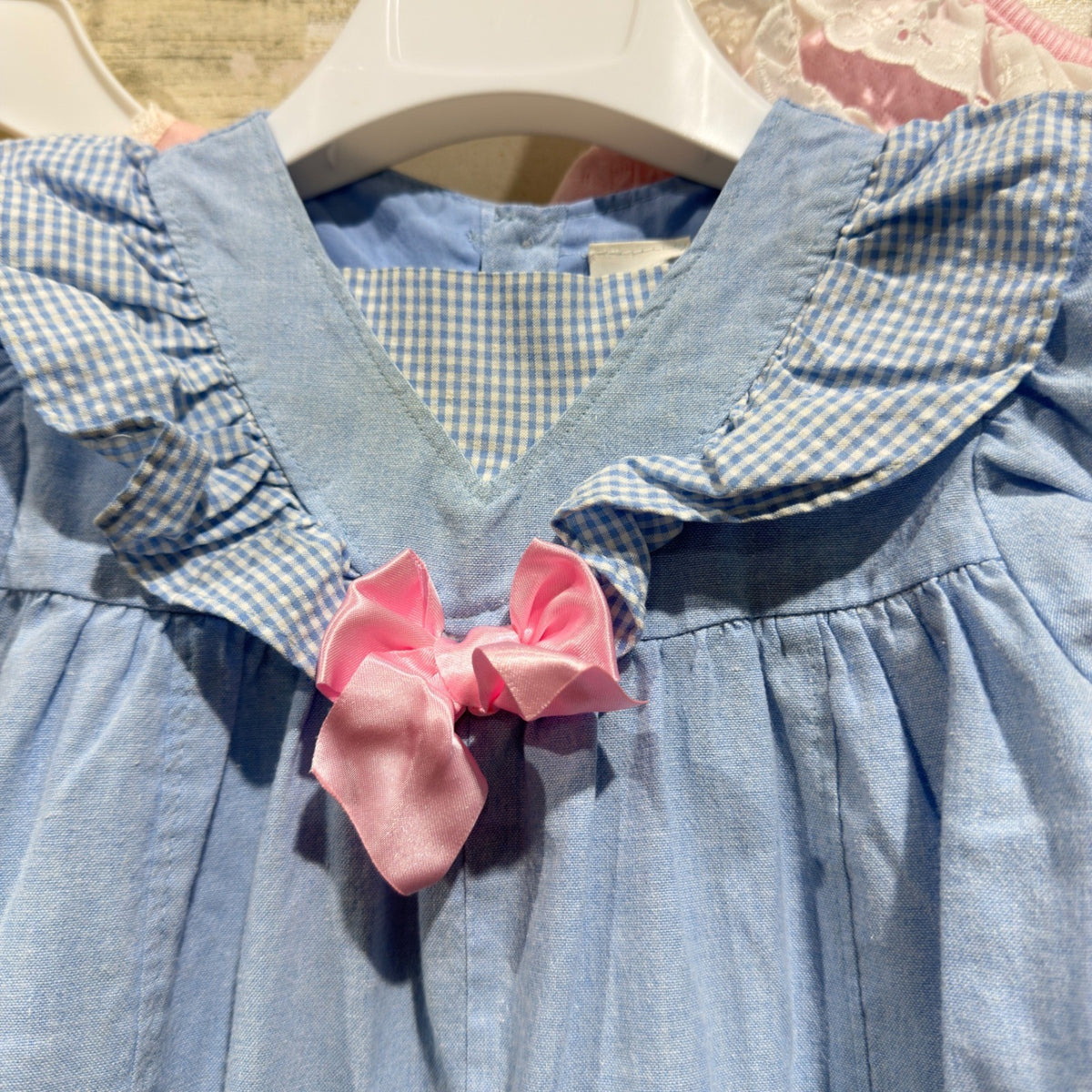 Vintage Romper Bundle Girls 6-9 Months Pink Blue Peach Lace Ruffle Retro GUC2
