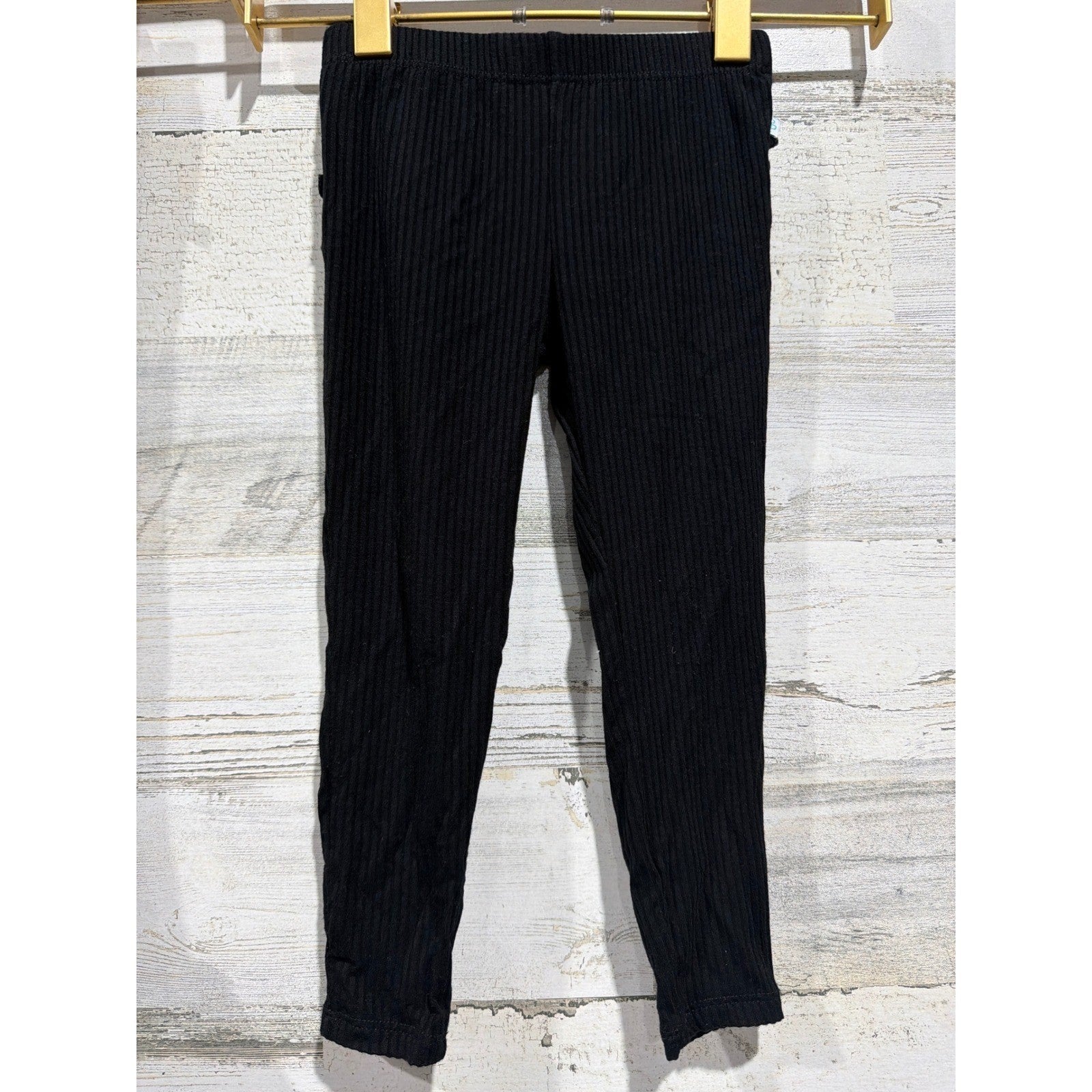Posh Peanut Ribbed Leggings Girls 2T Black Ruffle Bamboo Basics EUC2
