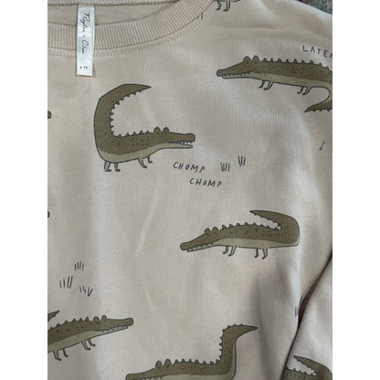 Rylee and Cru Alligator Sweatshirt Kids 6/7 Sand Later Gater Pullover EUC1
