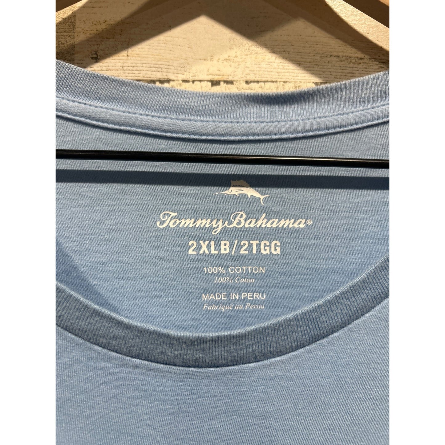 Tommy Bahama Pocket T-Shirt Mens 2XLB Blue Marlin Logo Coastal EUC1